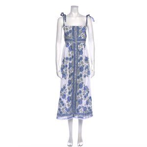 Juliet Dunn Floral Print Long Dress - Size Medium